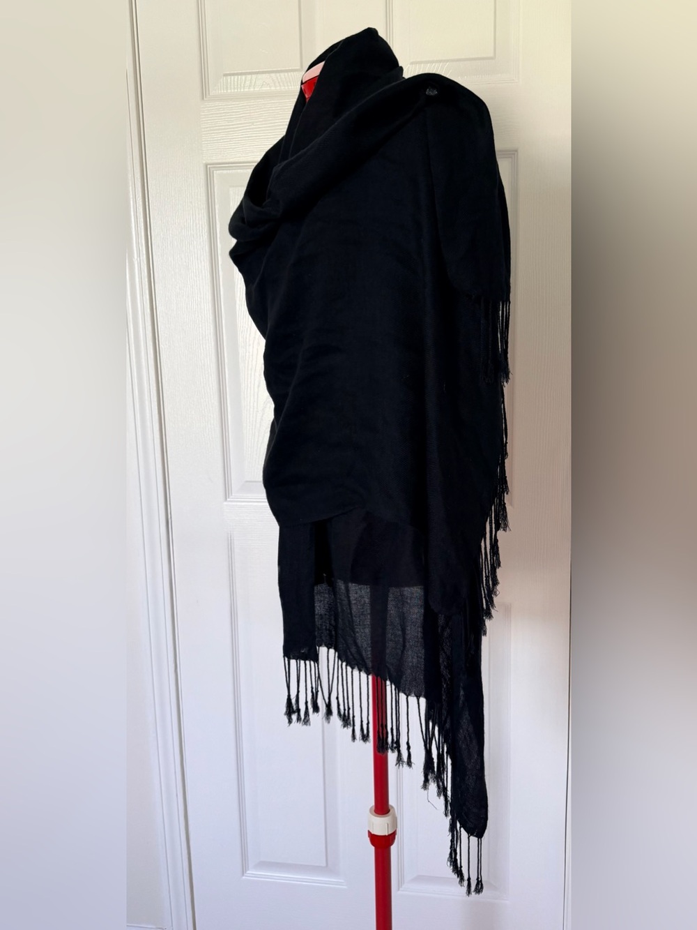 Vintage 100% Cashmere Pashmina Scarf Black Shawl Wrap Large Stole 26x72 Luxury - Picture 4 of 6